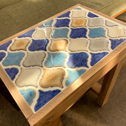 レトロなかわいさが魅力のランタンタイル　サイドテーブル　ブルー系 9枚目の画像