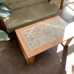 セール《SALE》レトロ柄タイルカフェテーブル《サファイアブルー