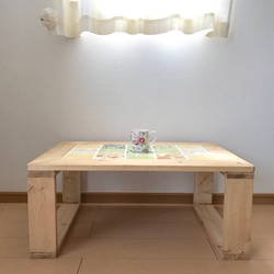 タイルテーブル 鮮やかなボタニカル柄 4枚目の画像