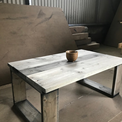 使い込まれた感じの古材風折りたたみテーブル ローテーブル・リビング