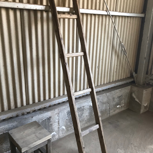 昭和レトロ古道具 {送料無料} 木製ラダー stepladder ディスプレイ 