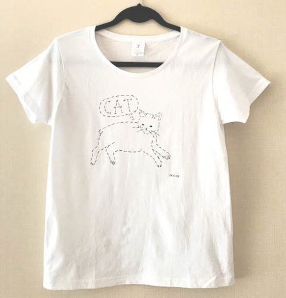 もち（猫）Tシャツ 白　黒　グレー（！！各サイズ在庫数ご確認下さい！！） 1枚目の画像