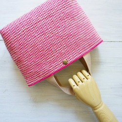 裂き織りのバッグ　S  ピンク×ミルクベージュ 3枚目の画像
