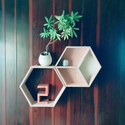 ヒノキ合板ハニカムシェルフ 壁掛けラック・ウォールシェルフ MokuBaca