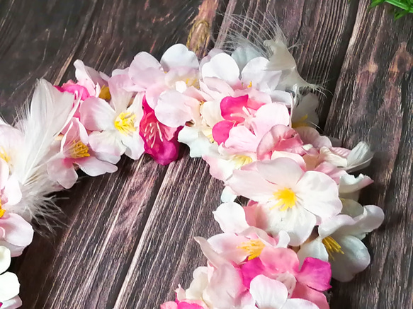 [送料無料]　春を感じる　桜、あじさいのリース 4枚目の画像