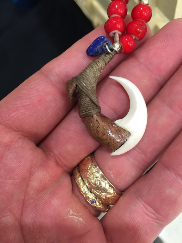 インドネシアwood x牛骨】ボーンカービング Bone carving ネックレス