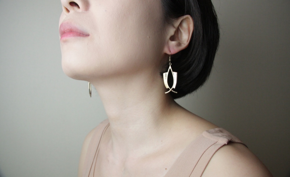 Collar Shaped Earrings Luna Pink Gold Plated/カーラーイアリング　ルナピンク