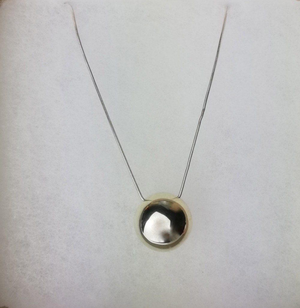 Puffy Ball Long Necklace Sterling Silver