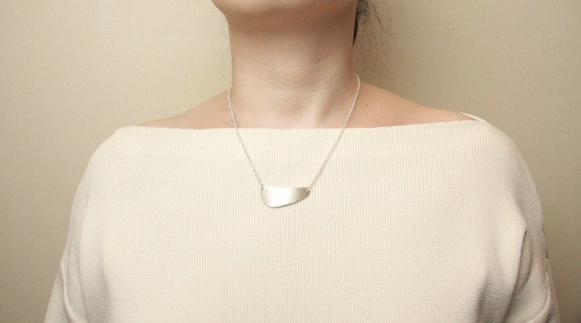 Landscape shaped sterling silver necklace