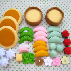 ☆フェルトままごと☆パンケーキ＆タルトセット☆ミニ