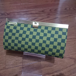 長財布（市松 緑×深緑） 1枚目の画像