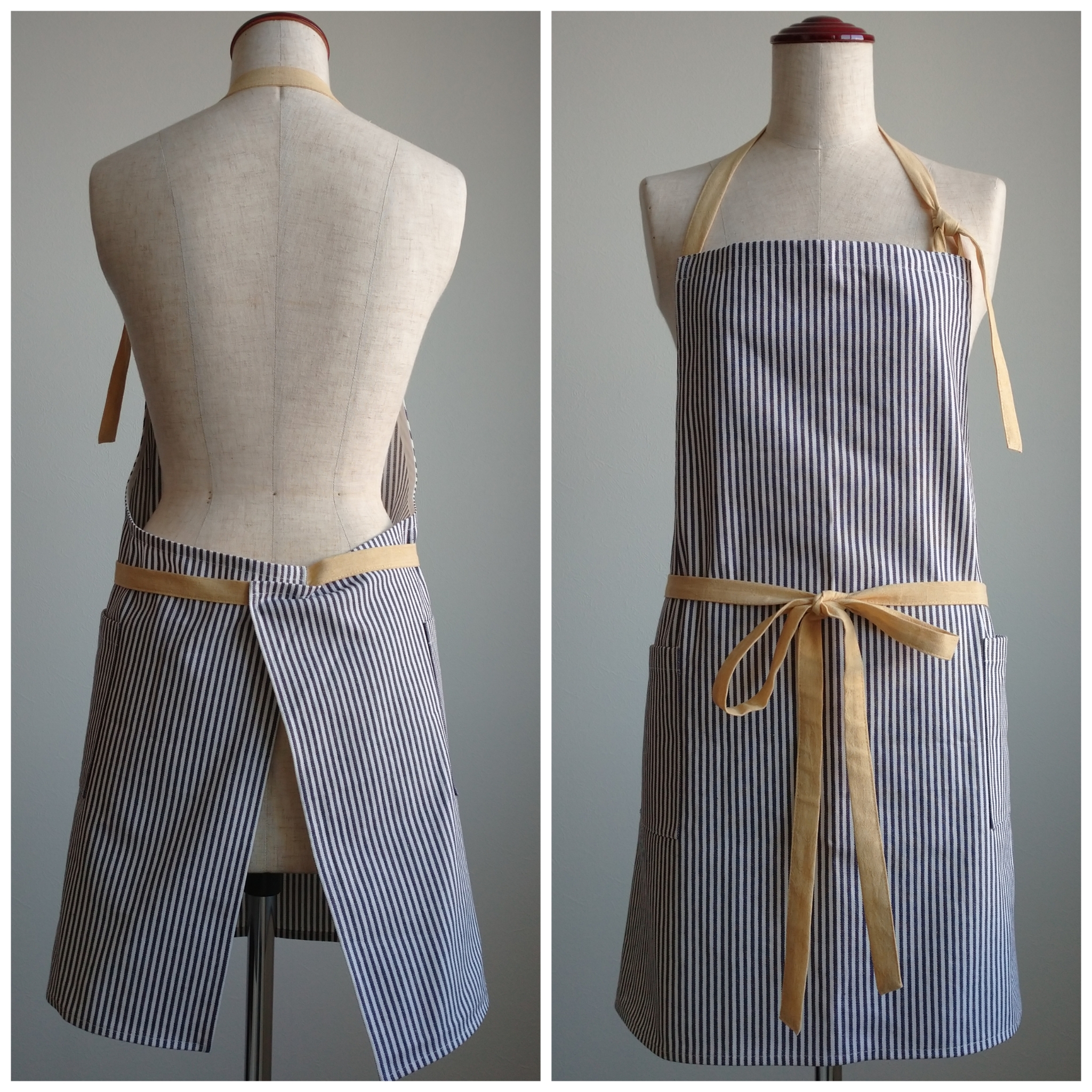 前リボンのエプロン＊ヒッコリー3