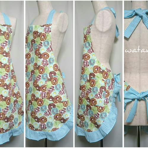 フリルのエプロン＊ドーナツ エプロン watamofu 通販 2973108｜Creema