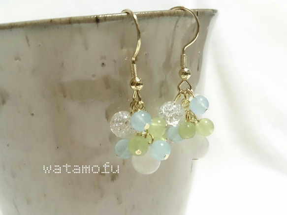 紫陽花のピアス＊blue/green 2枚目の画像