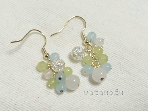 紫陽花のピアス＊blue/green 5枚目の画像