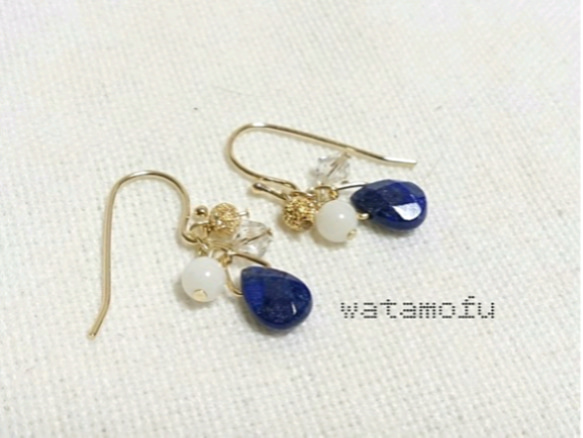 雫のピアス＊lapis lazuli 1枚目の画像