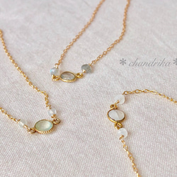 シンプル ストーン ブレスレット(labradorite/prehnite/rainbowmoonstone) 4枚目の画像