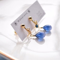 星の光の雫イヤリングorピアス-藍×うす紫- イヤリング 