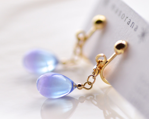 No.1499-D　細長オーロラ☆星☆ピアス・イヤリング(パープル) No.1499-D 細長オーロラ☆星☆ピアス・イヤリング(パープル