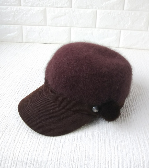 【再販】アンゴラ混 キャップ レディース ハット 帽子 3枚目の画像