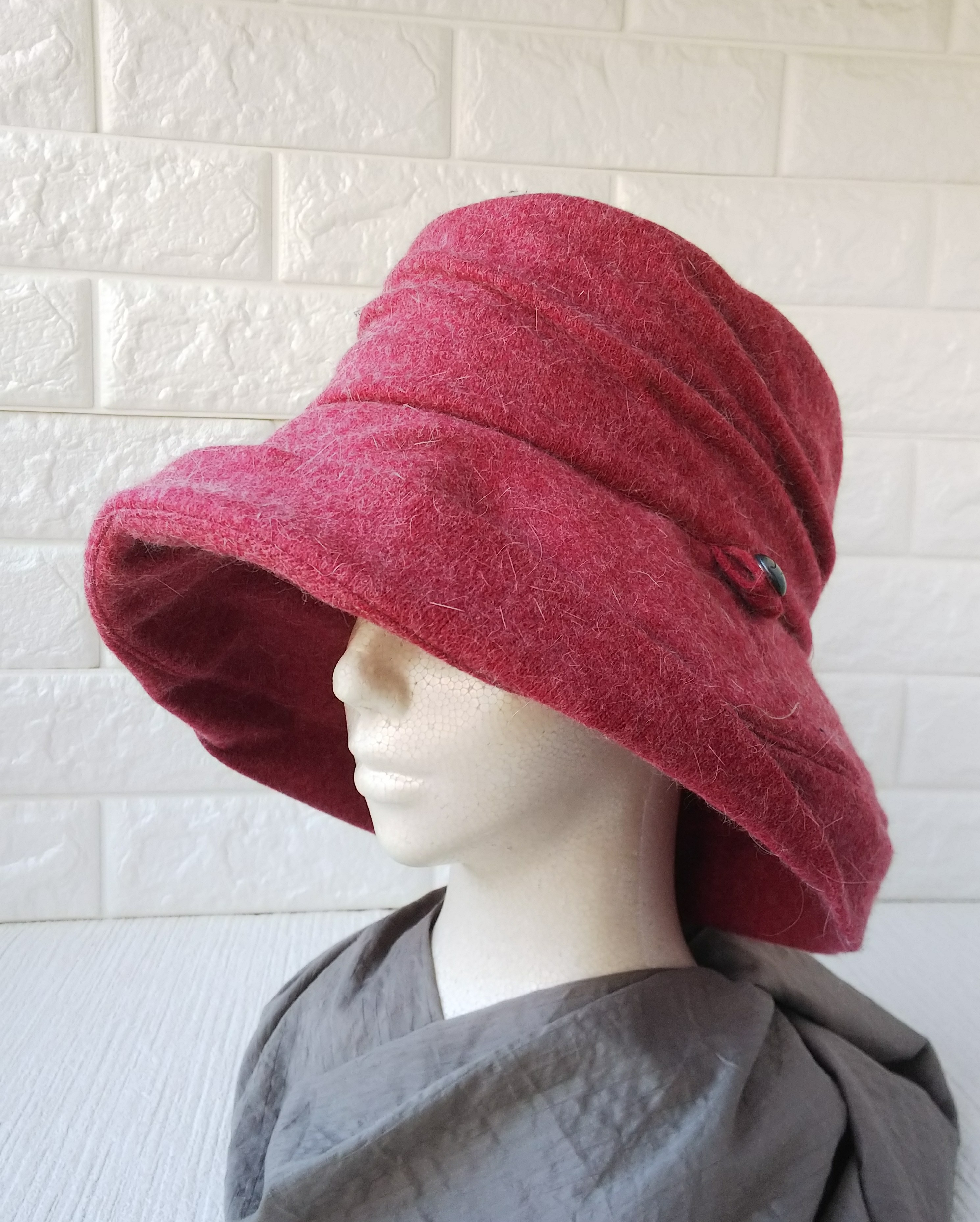 【再販】＊アンゴラ＊ ♪  つば広 シャーリング  レディース 帽子