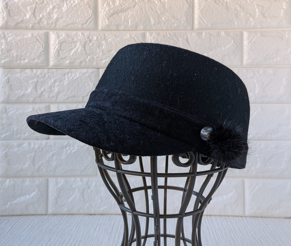【再販】ウールフェルト　キャップ　レディース　ハット　帽子 2枚目の画像
