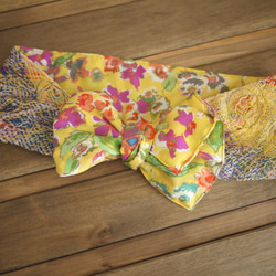 手織り　リボンスカーフ　ヘアバンド 1枚目の画像