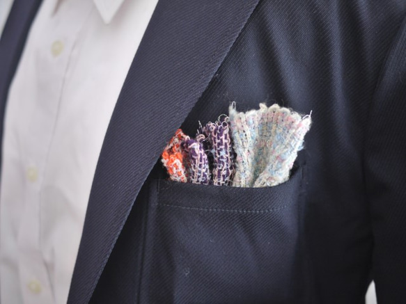 手織り チーフ＆蝶ネクタイセット 2枚目の画像
