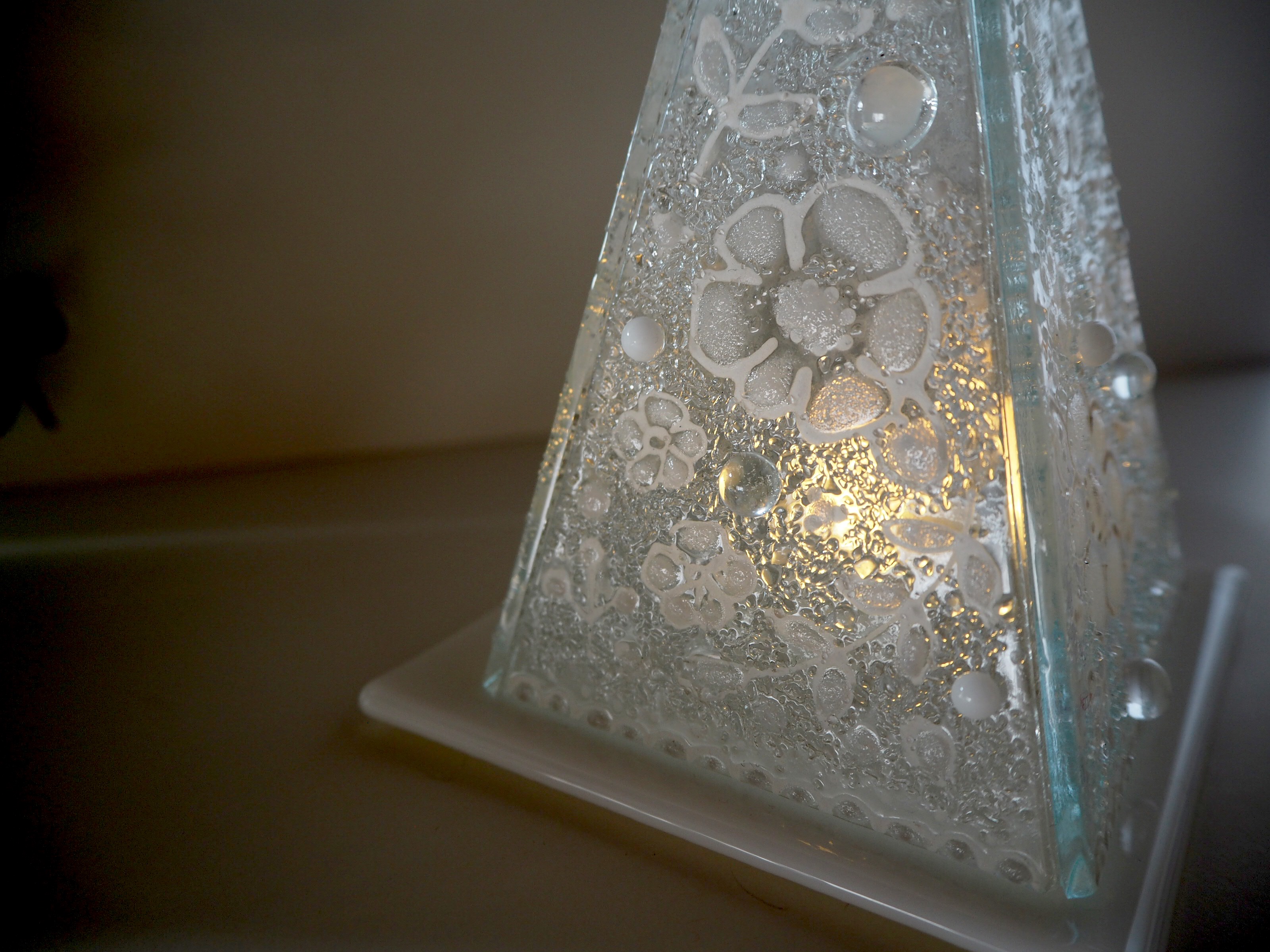 コンセントのいらない♪【即納】LEDキャンドルのミニランプ（フラワーレース）ガラスのランプ