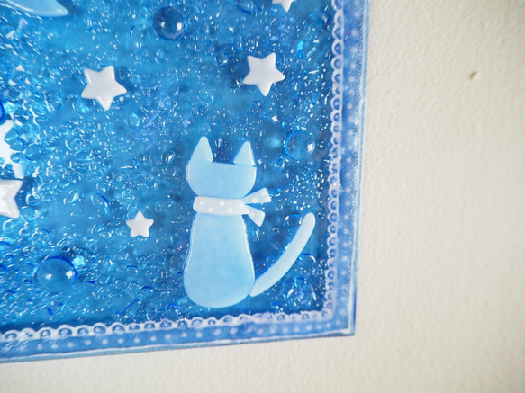 星降る夜に⭐︎【即納】窓辺の猫オーナメント（月と星） 3枚目の画像