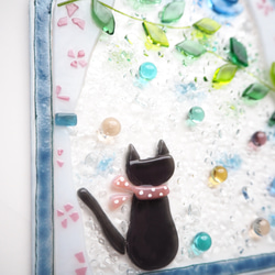 猫好きさんへのプレゼントに⭐︎【オーダー制作】窓辺の猫オーナメント（シャボン玉と幸せの青い鳥） 4枚目の画像