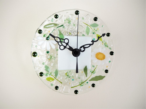 【オーダー制作】ミニ壁掛け時計（マーガレット・ホワイト） 1枚目の画像