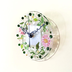 【オーダー制作】ミニ壁掛け時計（マーガレット・ピンク） 2枚目の画像