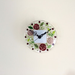 【即納】ミニ壁掛け時計（カラーローズ） 2枚目の画像