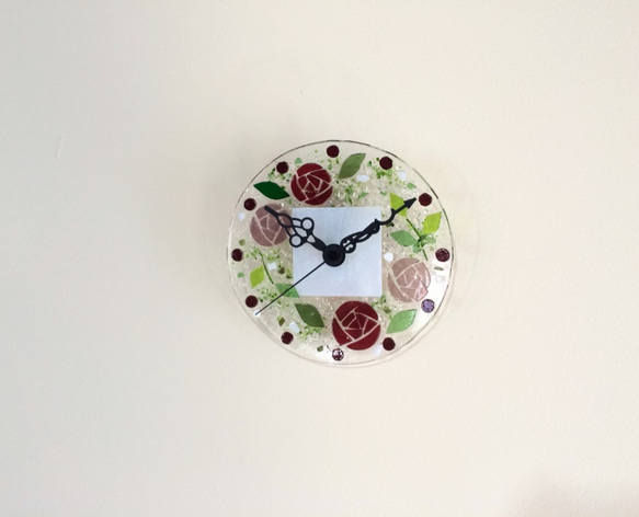 【即納】ミニ壁掛け時計（カラーローズ） 2枚目の画像