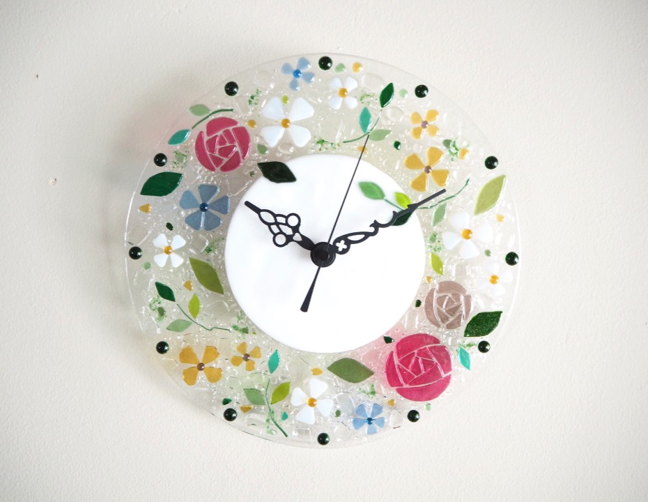 お家時間を楽しむ時計【即納】壁掛け時計（バレリーナローズ）電波時計へ変更可　バラ