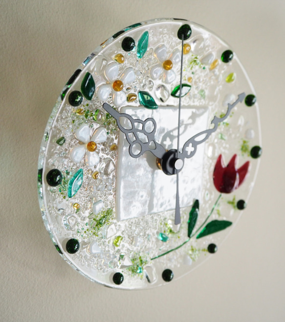 【オーダー制作】ミニ壁掛け時計（チューリップ） 4枚目の画像