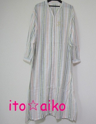 インド綿♪爽やかなストライプ☆キラキラデザインワンピース♪