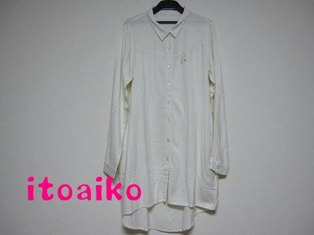 ふんわり柔らか♪　シャツワンピース☆（オフホワイト）