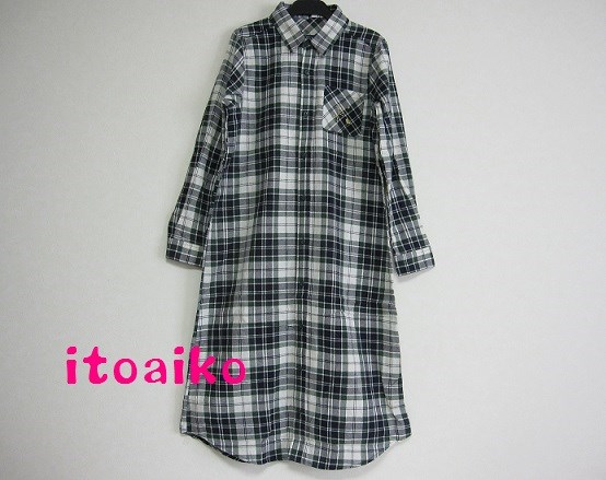コットン100％☆☆ビエラチェックロングワンピース♪（グリーン）