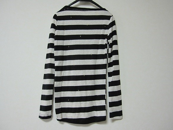 ボーダーに金色の三日月＆木☆☆コットンシャツ（クロ×オフ）