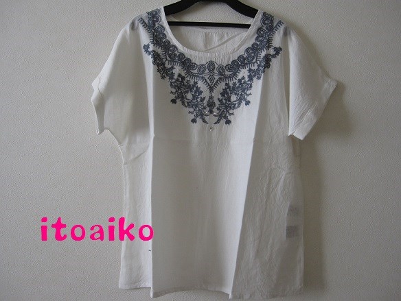 シズク☆スワロフスキー☆☆刺繍シャツ♪（シロ）