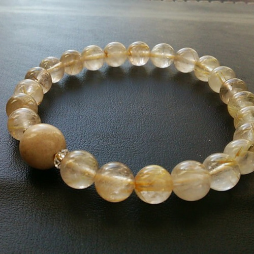 免疫力・財運】** ゴールドルチルと北投石ブレス **17.5cm  