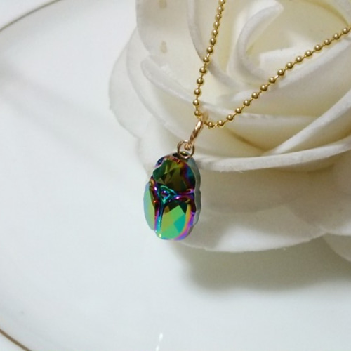 18kgp】黄金虫の大幸運** 太陽神スカラベグリーン **スワロフスキー