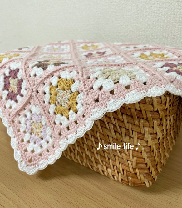 モチーフ編み グラニースクエア ピンク（正方形） その他