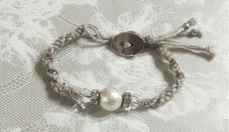 希少Dogwool とコットンパールとロンデルのブレスレッド