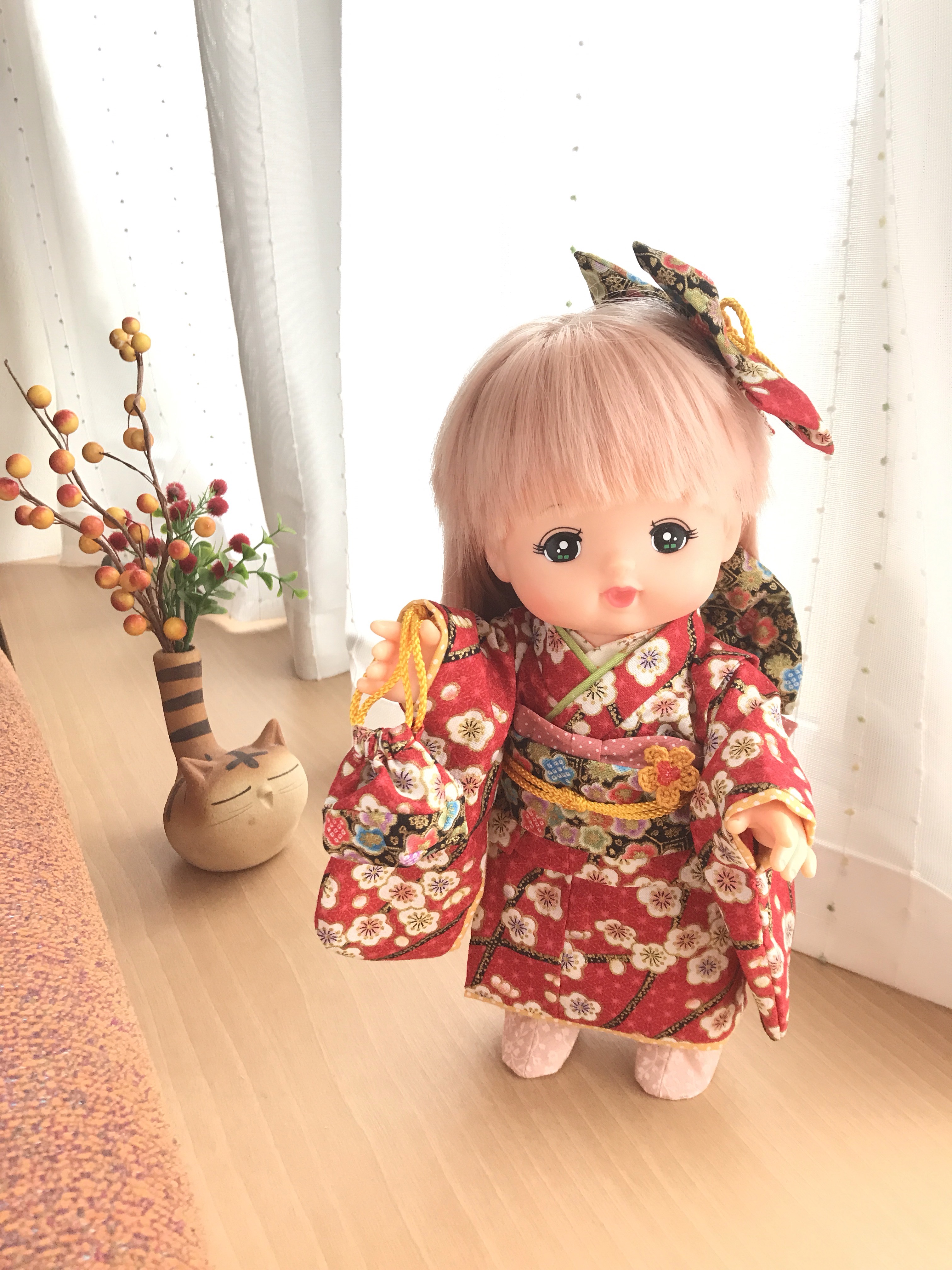 【sold out】メルちゃん　ハンドメイドの着物と髪飾りのセット