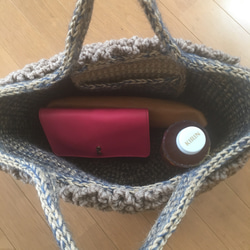 セール‼️麻ひも✖️毛糸フリルのカゴバッグ 3枚目の画像
