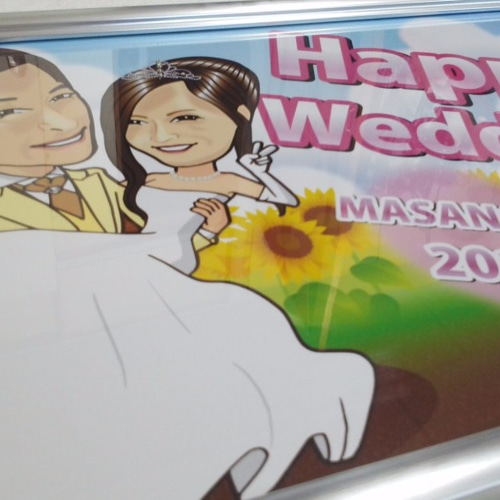 2名さま　A3サイズ【似顔絵オーダー】 A3サイズ似顔絵ウェルカムボード2名様絵 額・ラッピング・送料込み