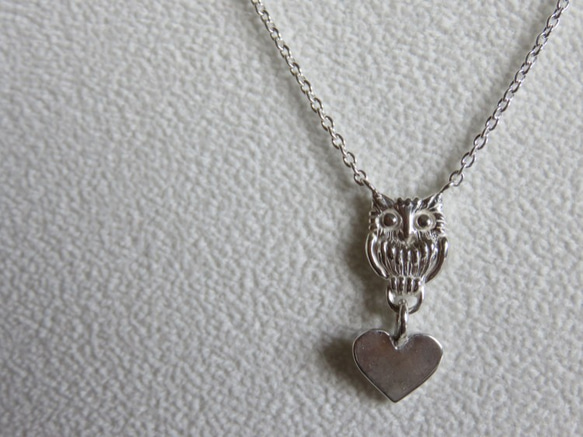 ふくろう　メッセージチャーム♥ネックレス　　owl　necklace 1枚目の画像